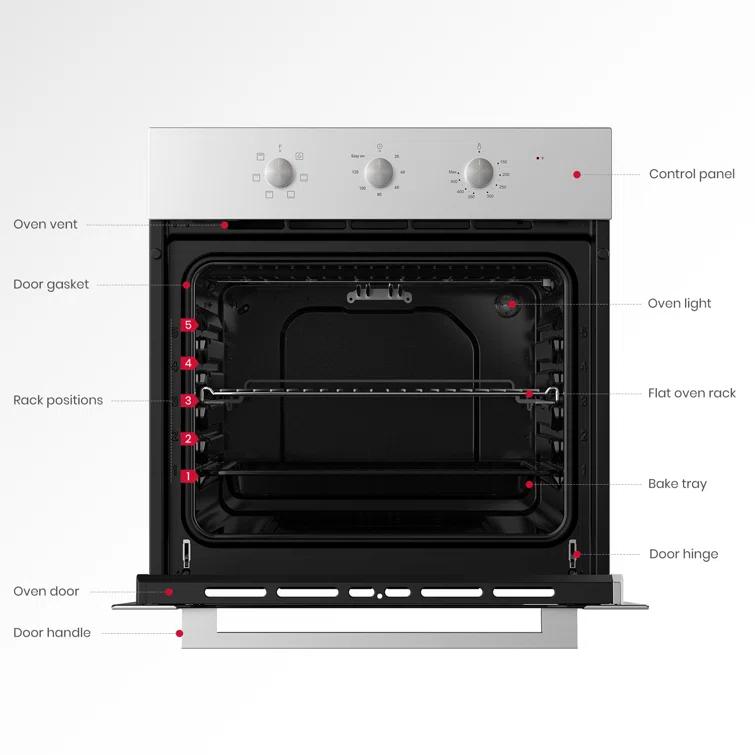 GASLAND 24" 2.3 cu. ft. Electric Single Wall Oven With 6 Cooking Functions ES606MS