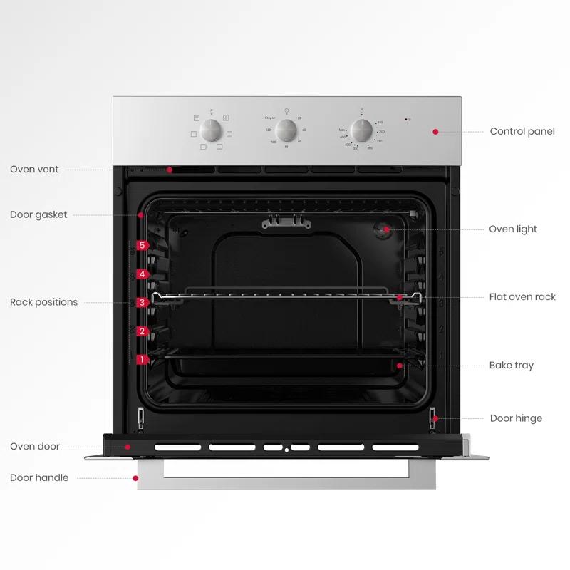 GASLAND 24" 2.3 cu. ft. Electric Single Wall Oven With 6 Cooking Functions ES606MS