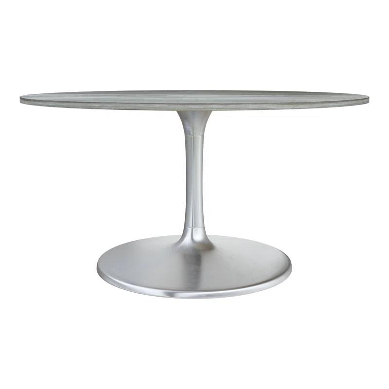 Zuo Hospitality Round Marble Top Metal Base Dining Table
