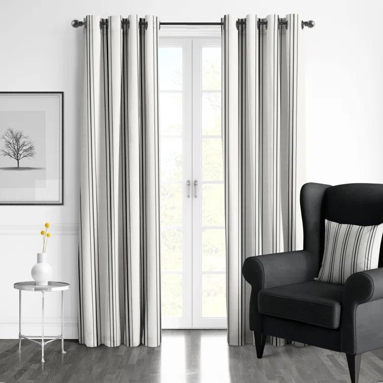 6ix Tailors Fine Linens August Stripe Grommet Drapery Panels - Pair