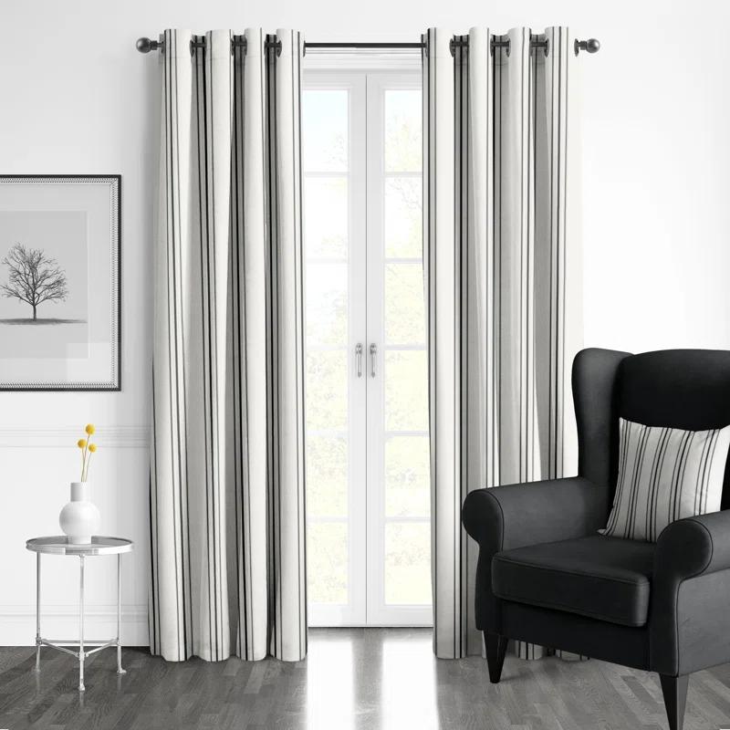 6ix Tailors Fine Linens August Stripe Grommet Drapery Panels - Pair