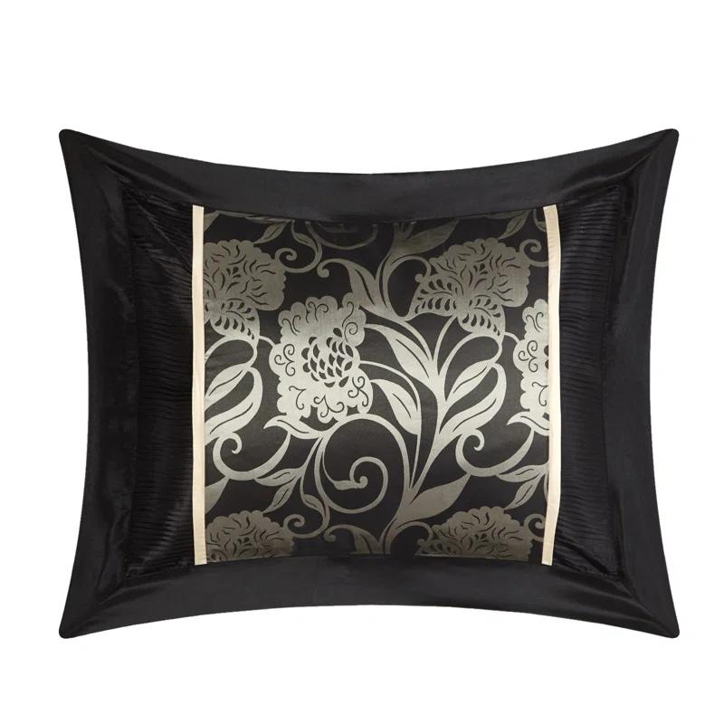 Nanshing America, Inc Fennville Black/Gold/Beige Microfiber 7 Piece Comforter Set