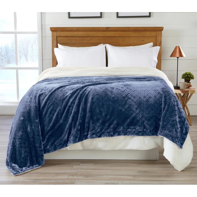 FreshFolds Ultra Soft Printed Plush Sherpa Reversible Blanket