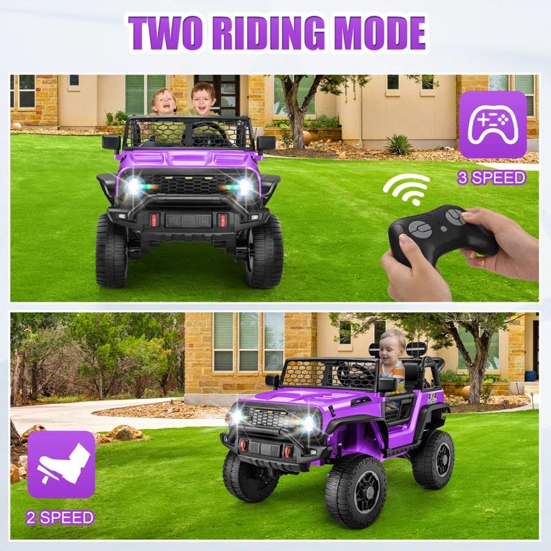 Homdox 24 Volt 2 Seater All-terrain Vehicles Electric Toys Car For Kids With Remote Control, 4X100W Motor, Led Lights, Music, Bluetooth