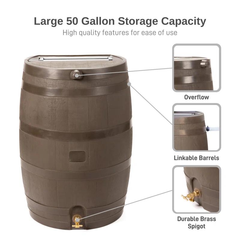 RTS Companies RTS Home Accents 50 Gallon Flat Back Rain Barrel