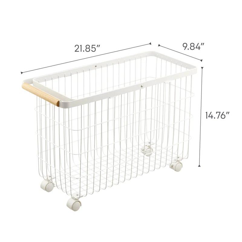 Yamazaki Home Rolling Basket (14.8" H) - Steel, Steel, 9.2 Gallons, 35L, Holds 11 Lbs