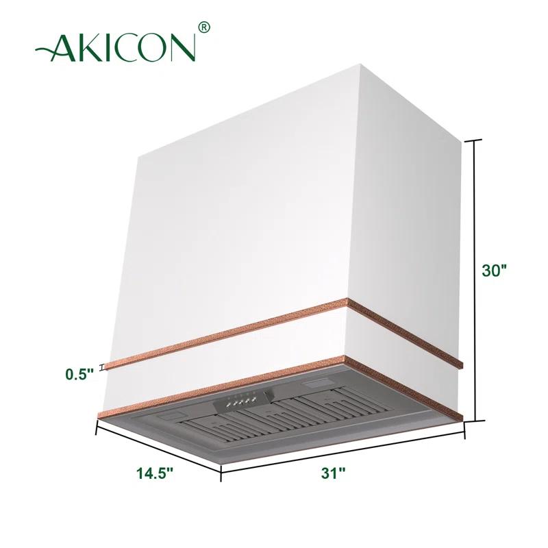 Akicon Akicon 30" Stainless Steel 600 CFM Ducted (Vented) Wall Mounted Required Range Hood AK-HS30HB-SWC