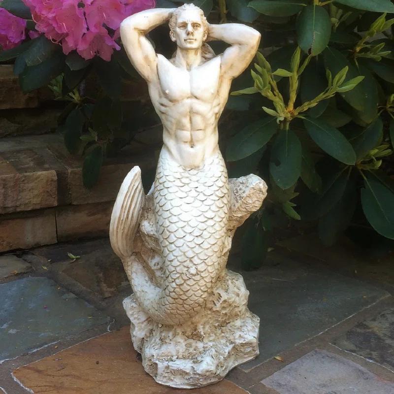 HomeStyles Life's a Beach Sexy Merman Mermaid on Coastal Rock Statue