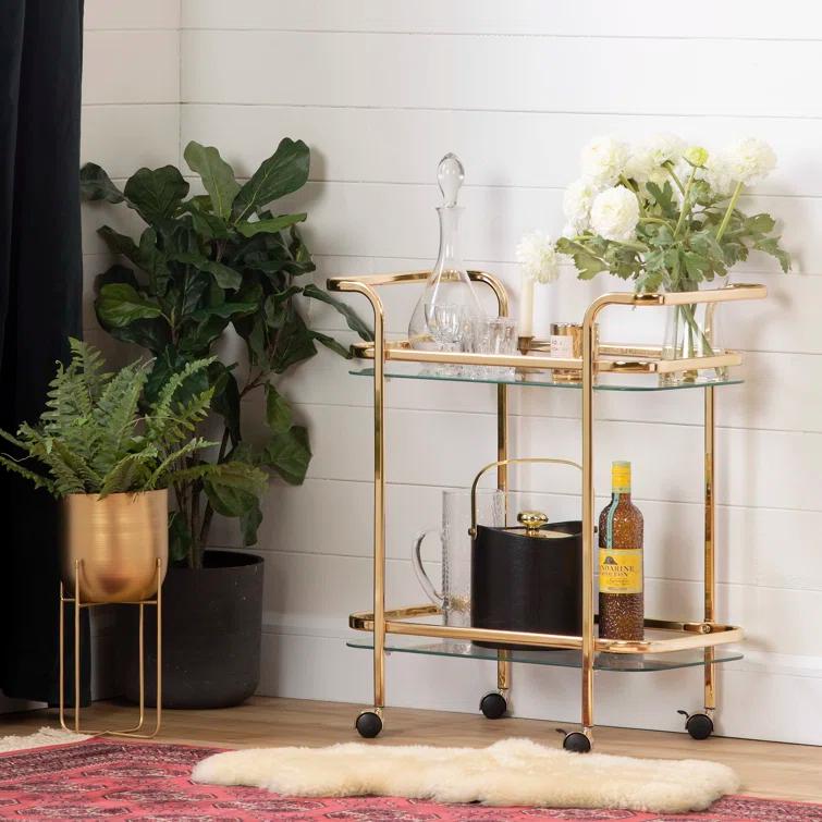 South Shore Maliza Metal Bar Cart