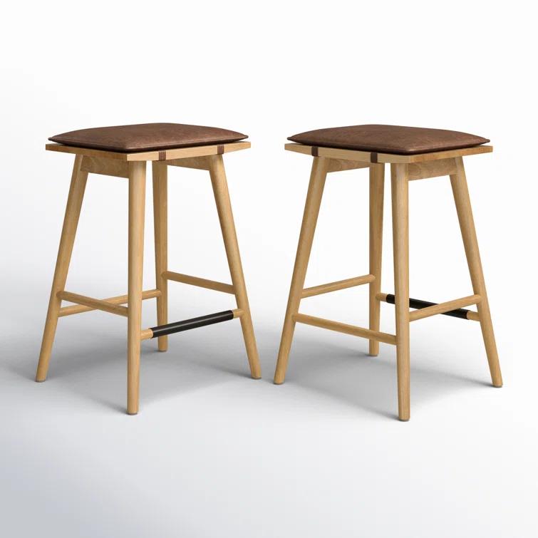 Nathan James Upholstered Counter Stool with Solid Wood Frame (Set of 2)