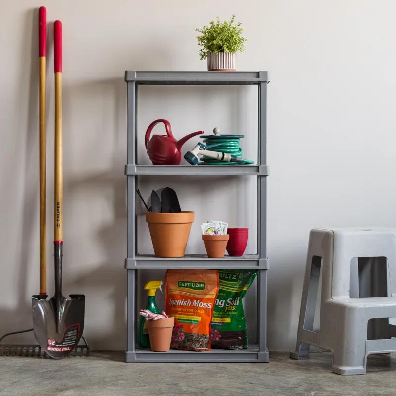 IRIS USA, Inc. 4-Tier Large Plastic Garage Storage Shelving Unit, Gray (18 W x 56 H x 36 D)
