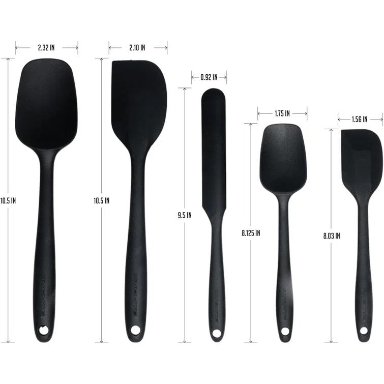 Ovente OVENTE Silicone Spatula Set of 5, Food Grade Rubber Spatula with High Heat Resistant, BPA-Free and Dishwasher Safe, Nonstick Kitchen Utensils for Baking, Cooking and Mixing, Orange SP12305O