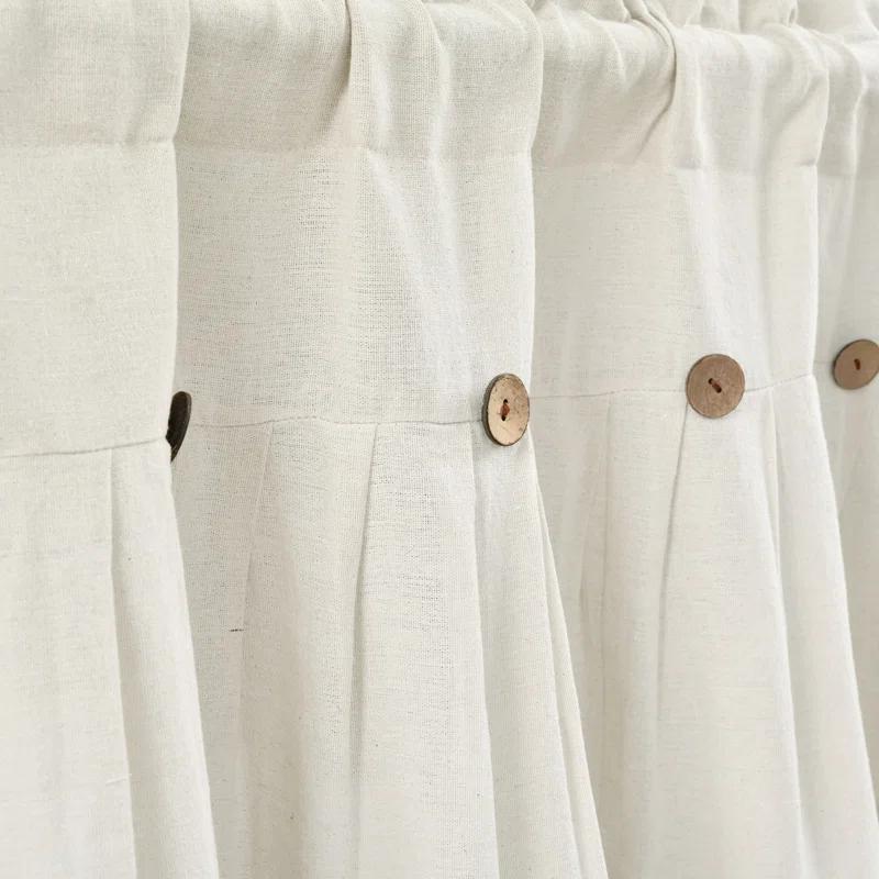 Lush Decor Linen Button Cotton Blend Tailored Window Valance