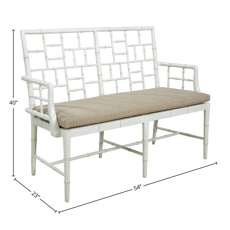 Belleville White Solid Wood Upholstered Settee
