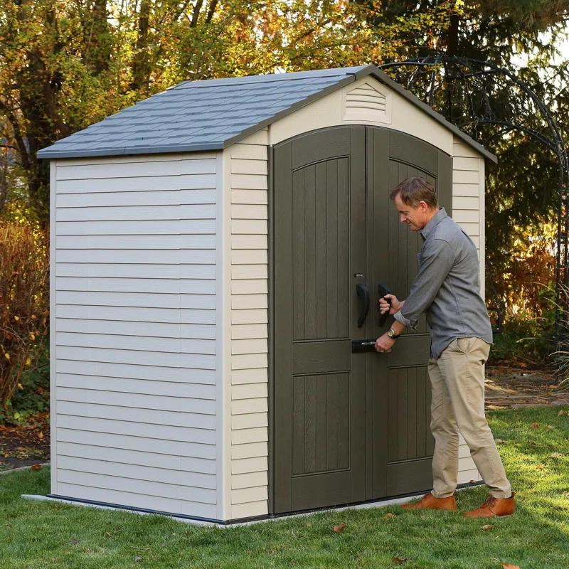 Lifetime Lifetime 7 Ft. x 4.5 Ft. High-Density Polyethylene (Plastic) Outdoor Storage Shed with Steel-Reinforced Construction