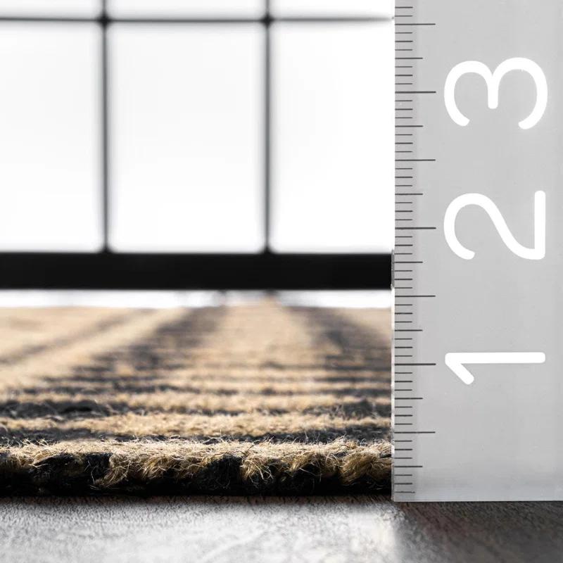Louie Southwestern Handmade Flatweave Jute Light Beige/Black Area Rug