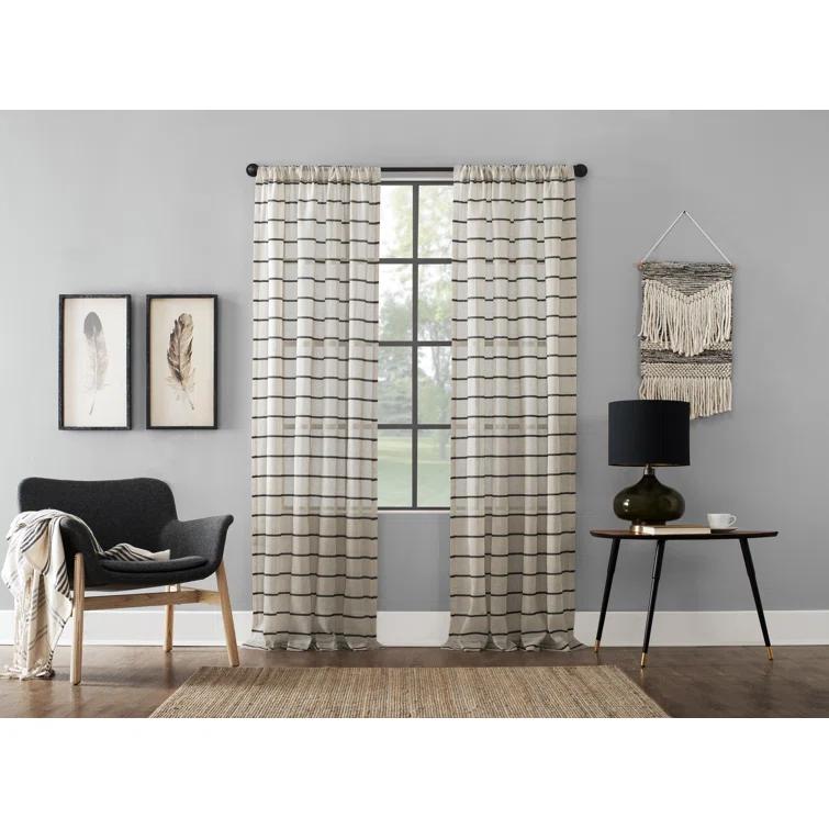 Clean Window Aso Twill Stripe Anti-Dust Linen Blend Sheer Curtain Panel & Reviews | Wayfair