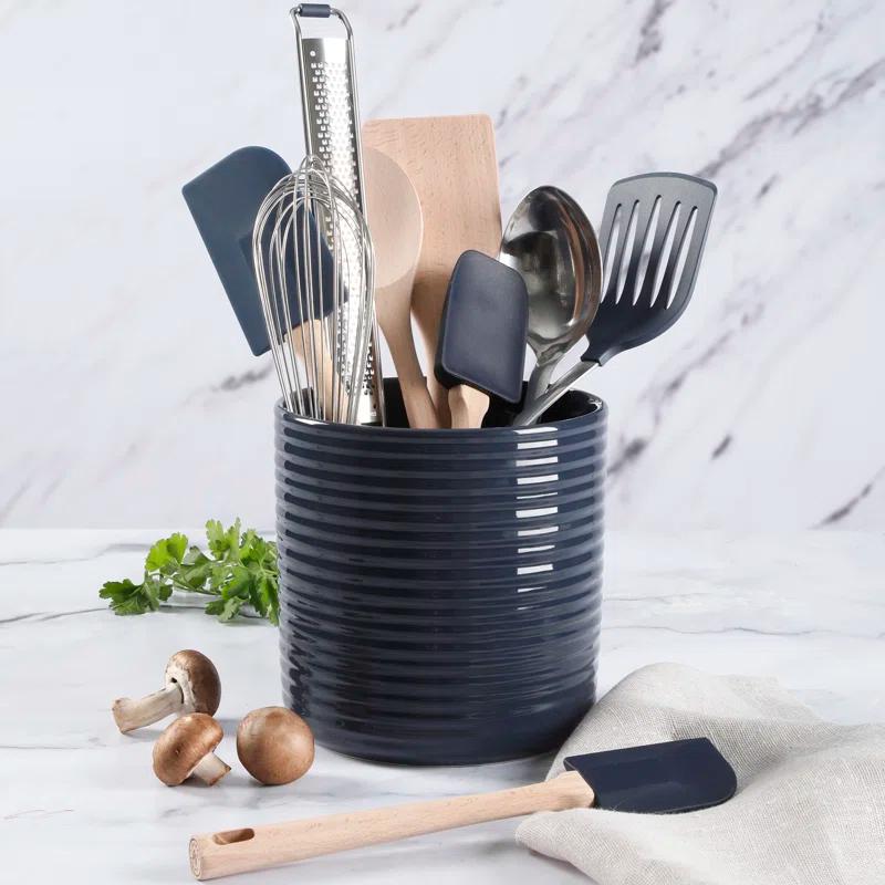 Martha Stewart Martha Stewart 10 Piece Tools and Gadget Set W/ Ceramic Crock - Navy Blue