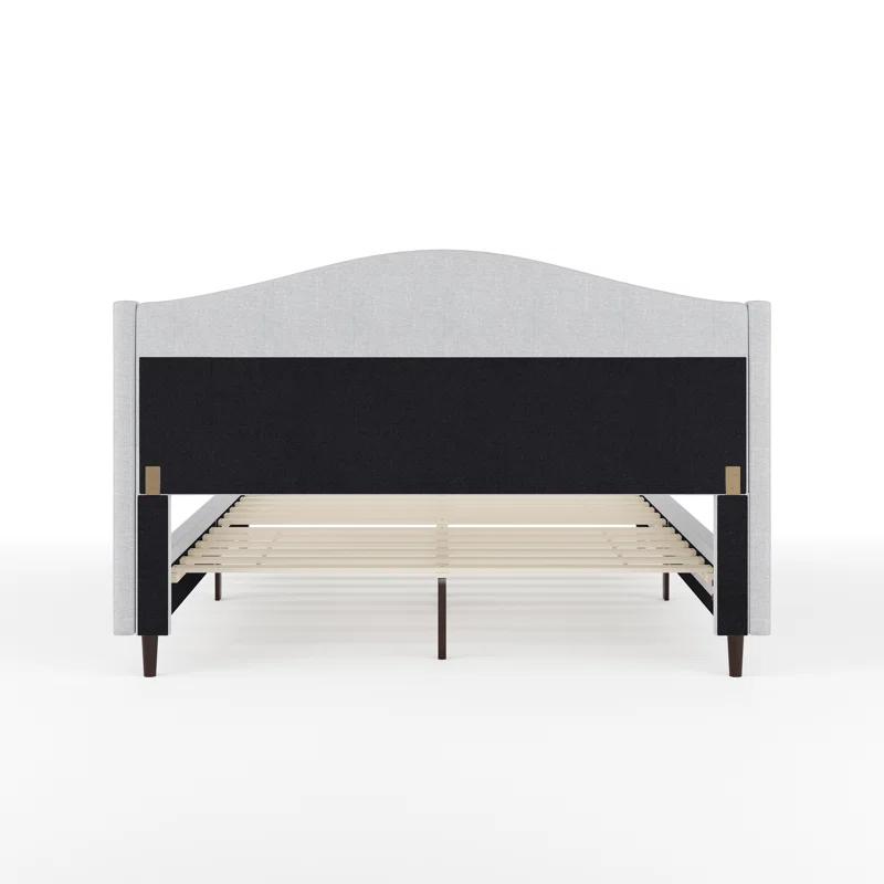 Martha Stewart Martha Stewart Kay Upholstered Platform Bed With Channel Stitched Wingback Headboard