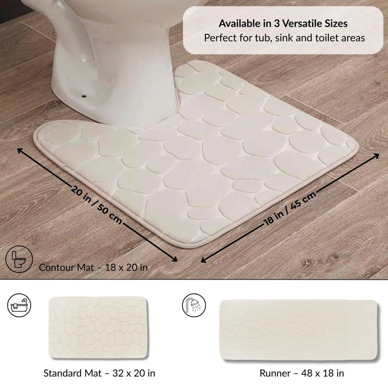 Evideco Contour Bath Rug Memory Foam Mat 3D Pebble 20”L x 20”W