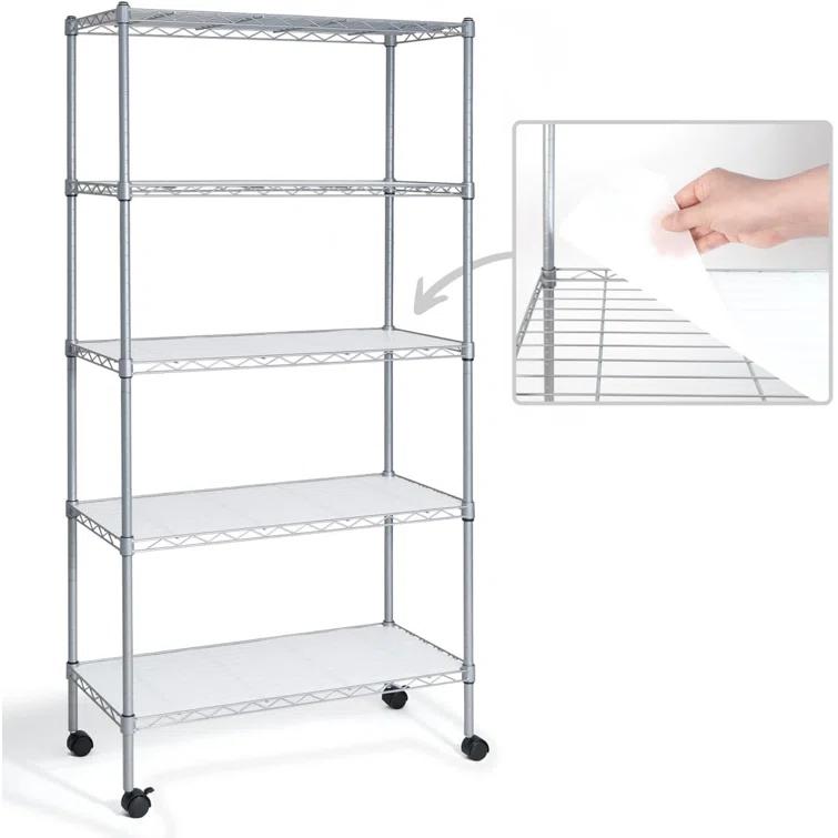 CAPHAUS NSF Commercial Grade Heavy Duty Wire Shelving w/ Wheels, w/ Liner, 36 x 18 x 76 5-Tier