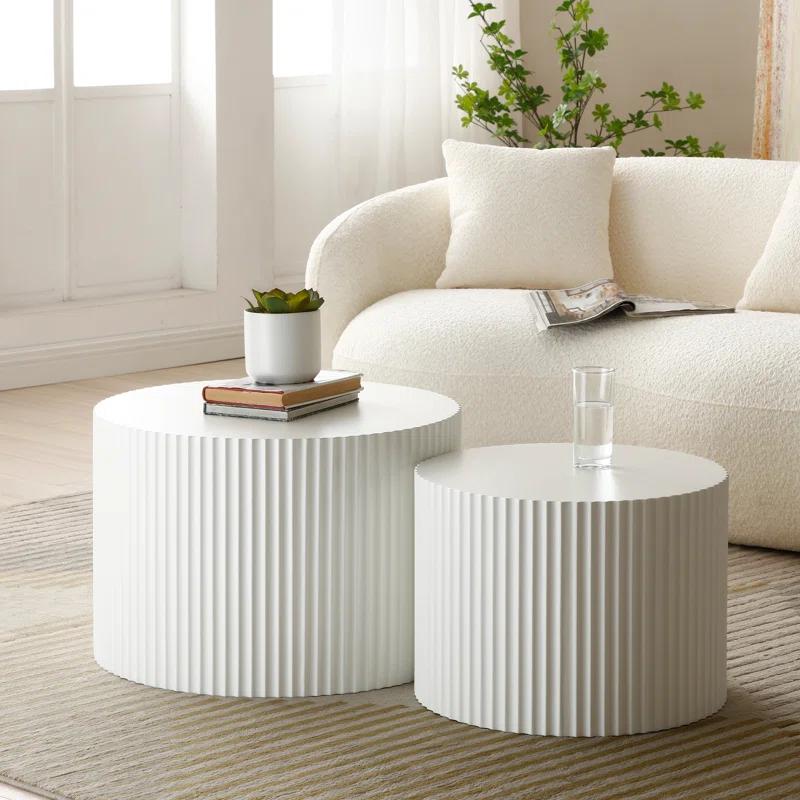 Hokku Designs Blayne 23.62" Round Nesting Coffee Table (2-Pieces)