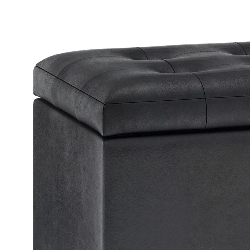 Simpli Home Cosmopolitan Faux Leather Ottoman