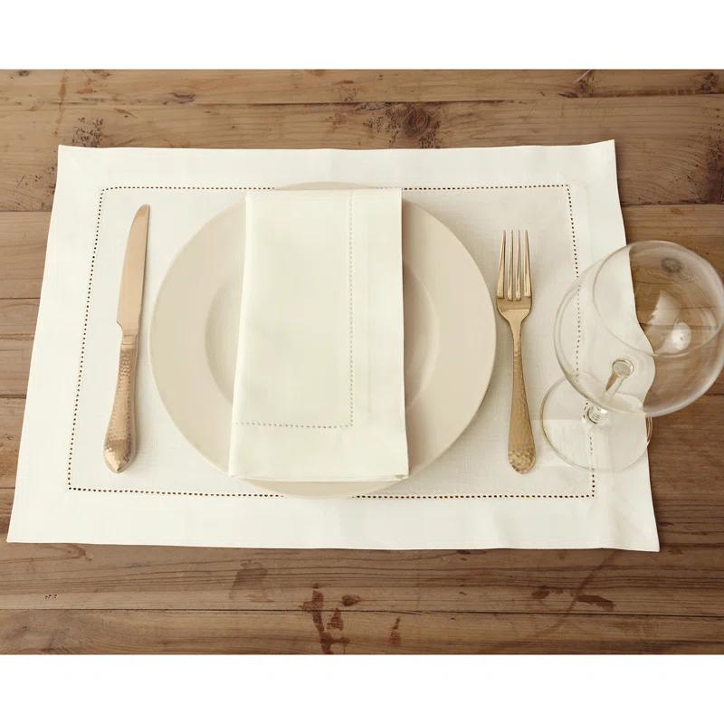 Solino Home Cotton Linen Hemstitch Dinner Napkins (Set of 4)