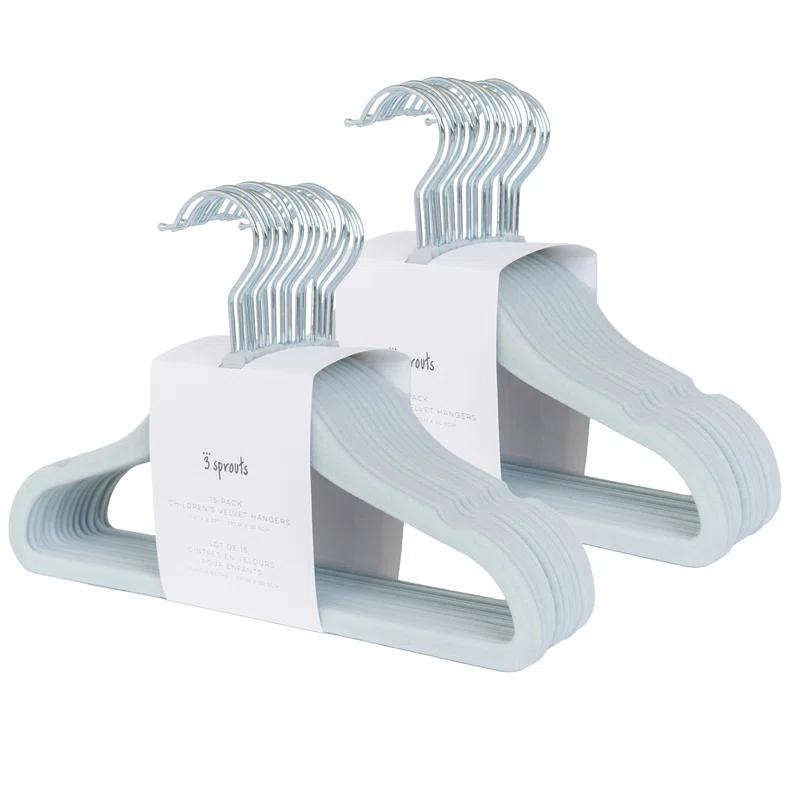 3 Sprouts 3 Sprouts -  Non-Slip Velvet Hangers for Baby Clothes - Pack of 30 - Blue (Set of 30)
