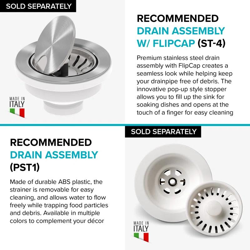 KRAUS Turino™ 33" L Farmhouse Reversible Apron Front Fireclay Single Bowl Kitchen Sink