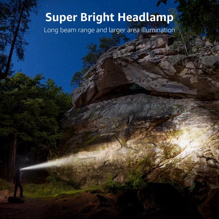 Lepro Lepro LED Headlamp Rechargeable - Super Bright Head Lamp with 5 Modes for Camping & Hiking Gear Essentials, IPX4 Waterproof Headlight Flashlight with Red Light, USB Cable Included
