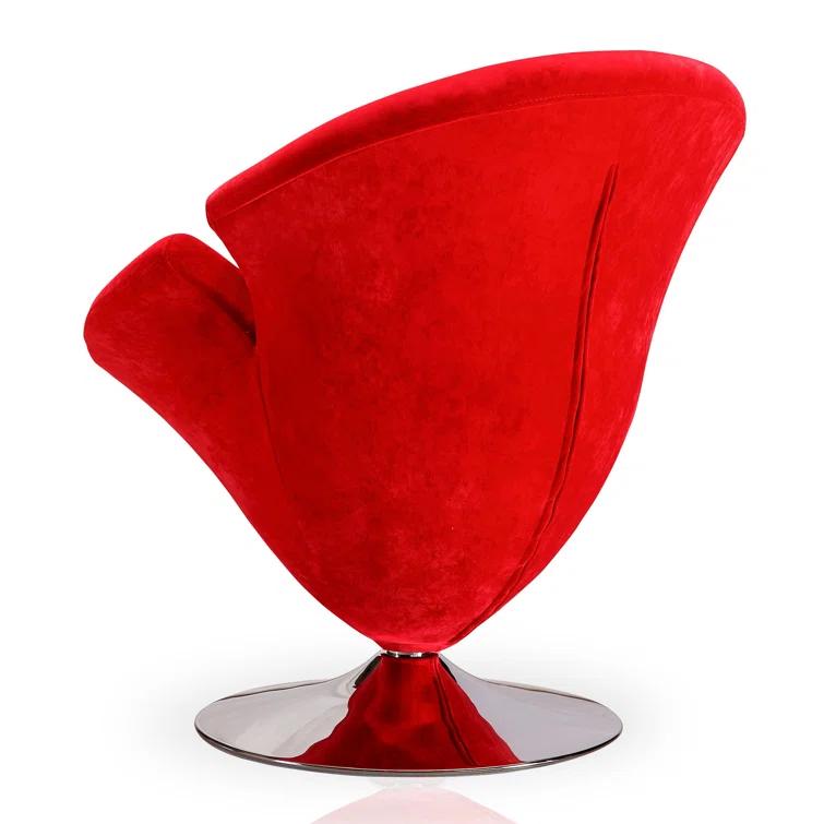 Manhattan Comfort Tulip Velvet Upholstered Swivel Barrel Chair in Red