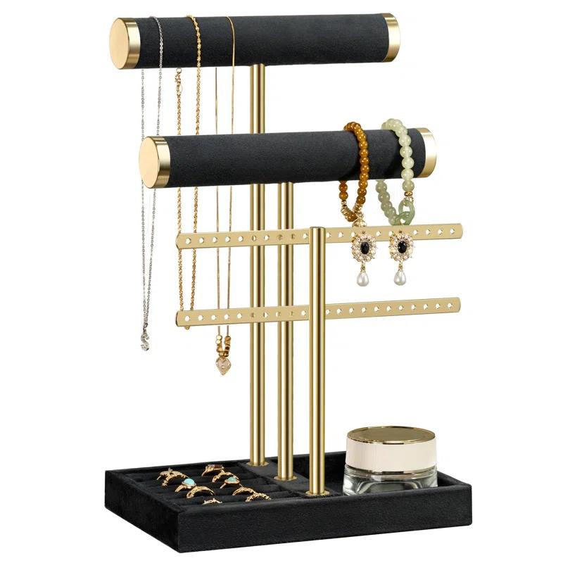 Mercer41 3-Tier Detachable T-Shaped Velvet Bracelet Rack For Bracelets, Necklaces