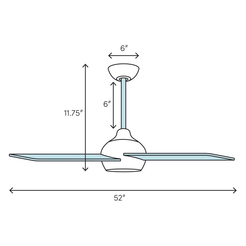 52" Roto 3 - Blade Propeller Ceiling Fan with Wall Control