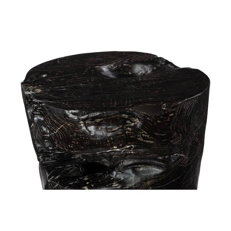 Black Wash Solid Wood Accent Stool