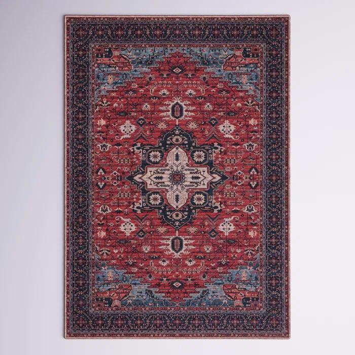 Mistana™ Chenier Oriental Red/Navy Area Rug