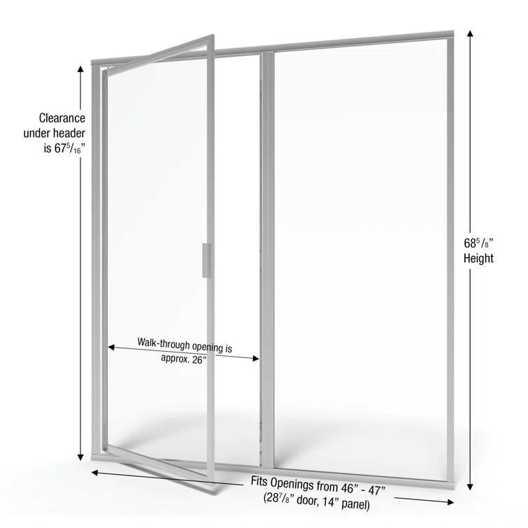 Basco Deluxe 47" x 68.62" Framed Shower Door DLXH35A4768CLBN
