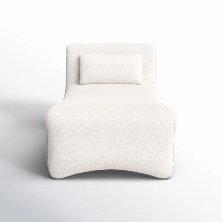 White Handcrafted Metal Chaise Lounge with Pillow