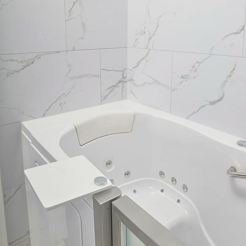 Ella Walk In Baths 931185P Royal 32"x52" Acrylic Air and Hydro Massage Walk-In Bathtub, 5 Piece Fast Fill Faucet, 2" Dual Drain