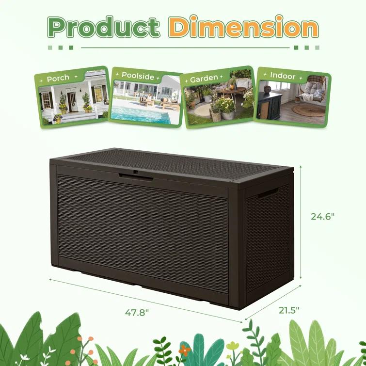 GUNJI GUNJI 100 Gallon Water Resistant Resin Lockable Deck Box