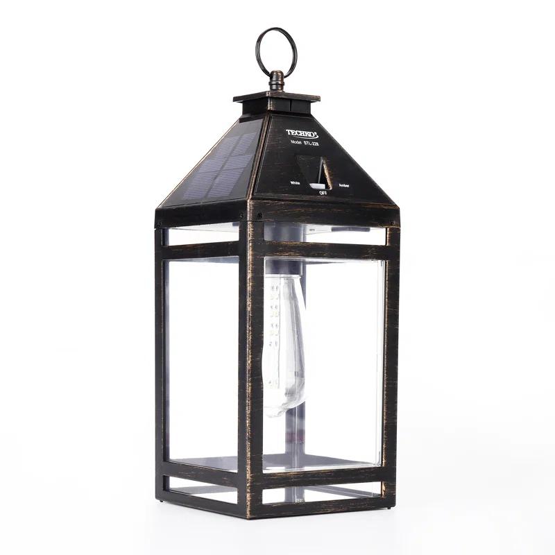 Techko 12.88 Outdoor Vintage Solar LED Lantern with Auto Dawn-to-Dusk Sensor