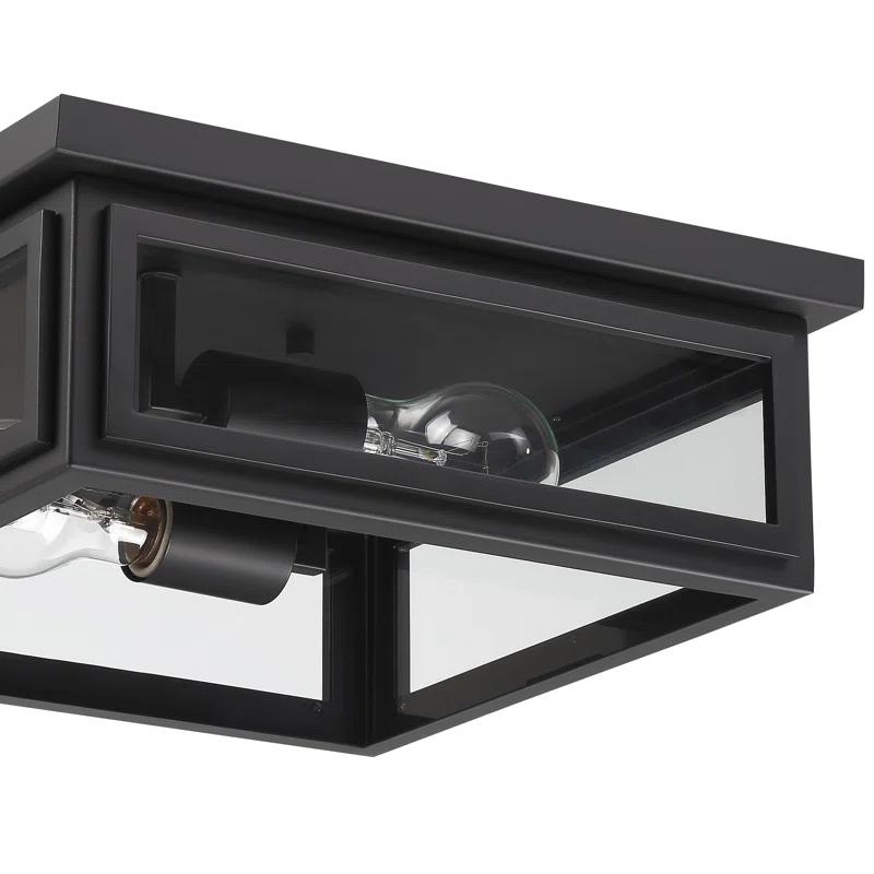 Crystorama Matte Black 2 - Bulb Outdoor Flush Mount