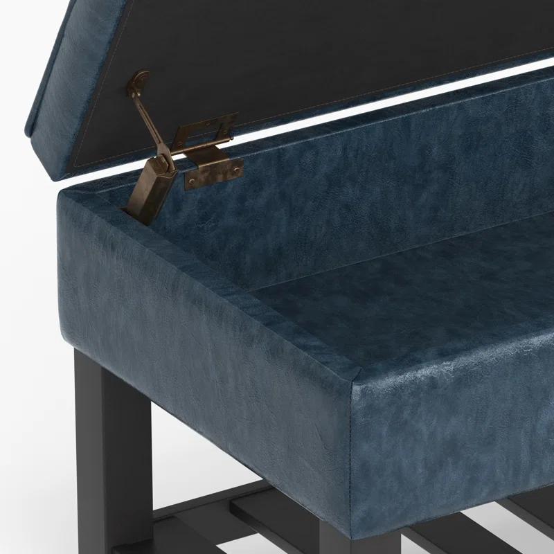 Simpli Home Cosmopolitan 44"W Transitional Tufted Storage Ottoman Bench with Lift Top