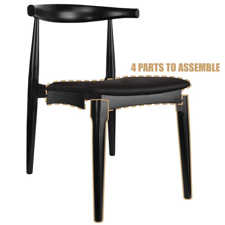 George Oliver Clontz Conde Wooden Farmhouse Dining Chairs – Mid-Century Modern Design with PU Leather Cushion Seat (Set of 2) (Set of 2)