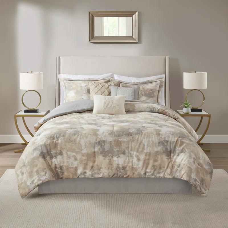 Madison Park Beacon 7 Piece Textured Cotton Blend Comforter Set (Set of 7)