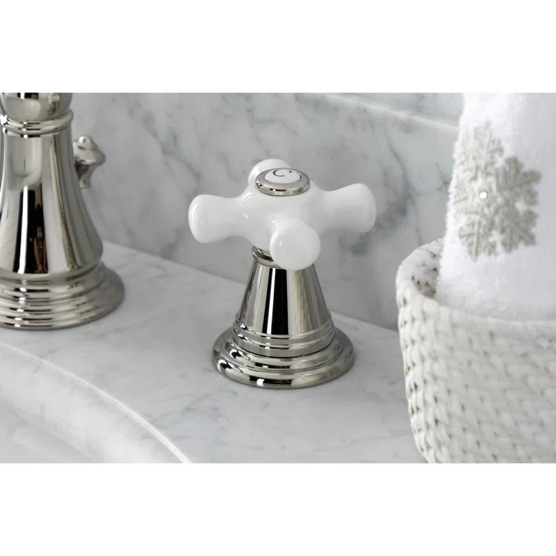 Kingston Brass American Classic Two-Handle 3-Hole Deck Mount Widespread Bathroom Faucet with Pop-Up Drain