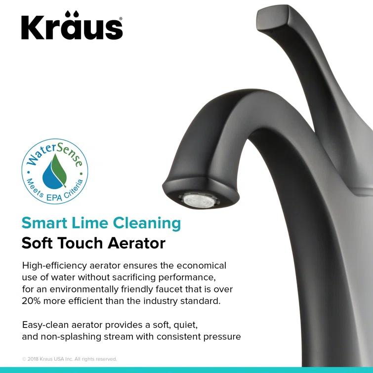 Kraus Kraus Arlo Single Hole 1-Handle WaterSense Bathroom Sink Faucet with Drain and Deck Plate KBF-1201MB