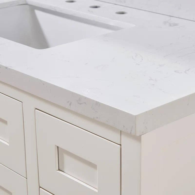 Altair 49" Single Bathroom Vanity Top in Aosta White with Sink