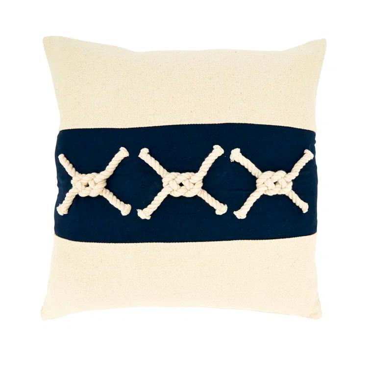 Saro Naviguer Collection Appliqued Cotton Throw Pillow