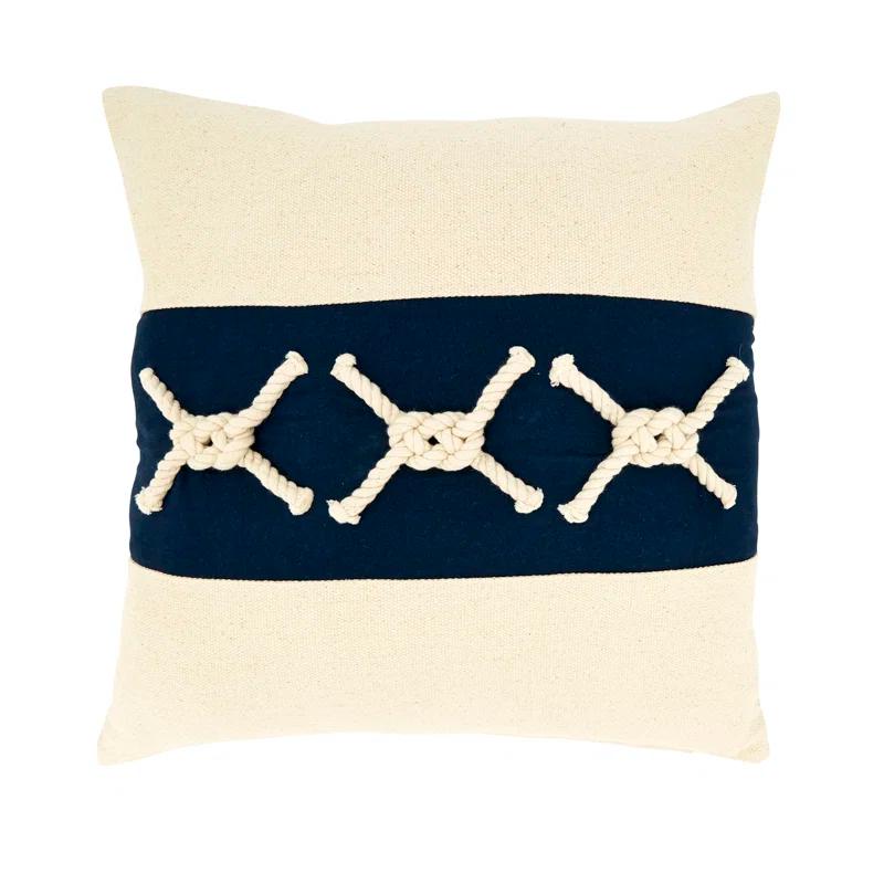 Saro Naviguer Collection Appliqued Cotton Throw Pillow